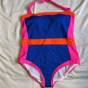 NWT Boden Colorblock One Piece Halter Top 16/18